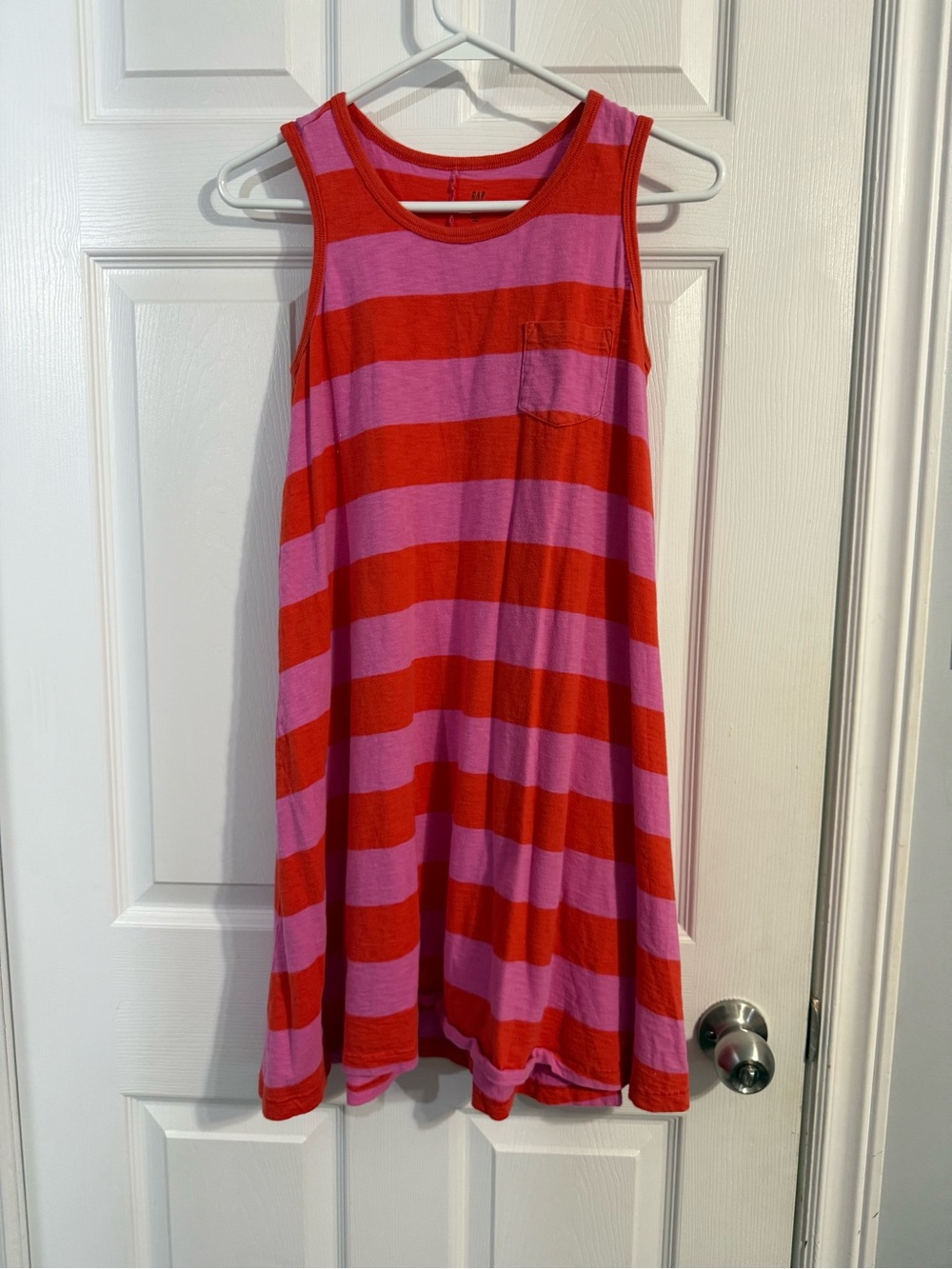 GAP Sleeveless Striped Tank Dress in Pink & Red